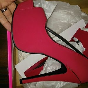 Red open toe heels